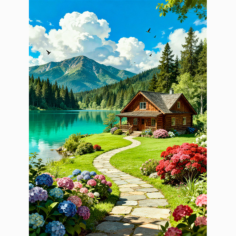 中式山水风景装饰画客厅卧室办公现代装饰画