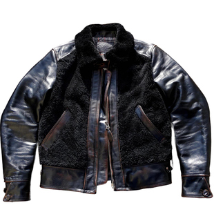 5折预【黑熊】Colomer绒面羊皮毛一体意植茶芯马皮日系复古熊皮衣