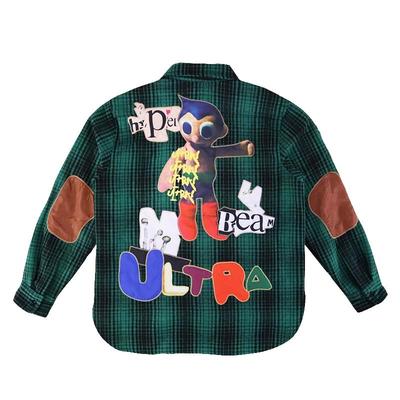 菲董同款 CPFM.XYZ 合作款 重工刺绣毛尼格子明星同款衬衫外套4色