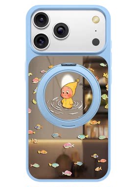 适用于苹果17promax新款镜面支架手机壳iPhone17磁吸高级感16pro散热13软边女15独特可爱14外壳防摔保护套Az