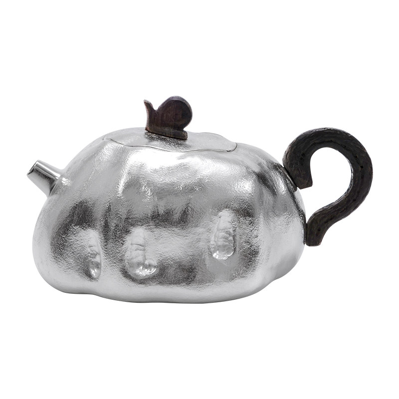 足银999纯手工一张打银壶泡茶壶