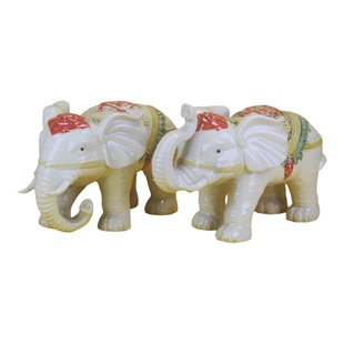 新品特价石湾公仔陶瓷大象工艺品摆件一对吉象如意招财旺宅装饰