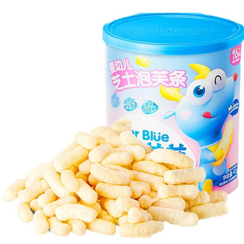 小鹿蓝蓝婴幼儿手指泡芙条宝宝休闲零食儿童辅食芝士味泡芙6个月