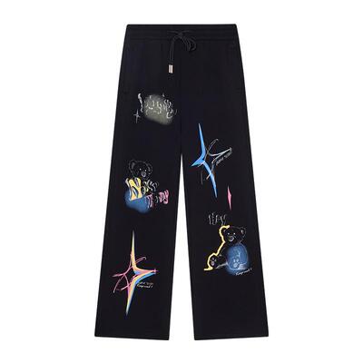 个性印花设计女士加绒针织裤