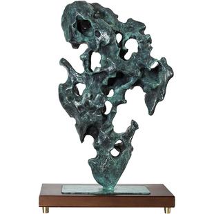 太湖石摆件 靠山石头 铜工艺品 中式客厅电视柜装饰品玄关艺术品