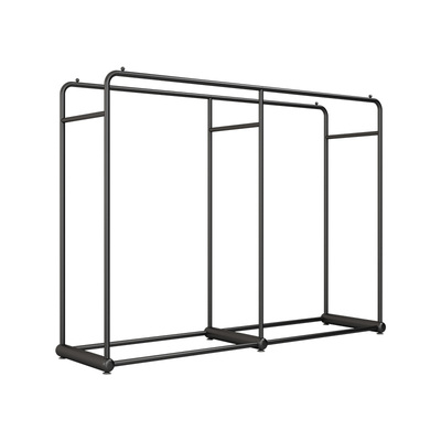 黑色服装店展示架架双排落地式挂衣架女装店中岛专用