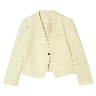 长袖上衣一粒扣纯色外套