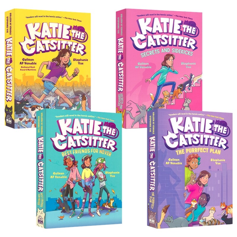 Katie the Catsitter 爱猫的凯蒂系列1-4 全彩漫画书 中年级图像小说 超级英雄校园故事 青少年英语课外读物 英文原版进口儿童图书