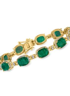 Ross-Simons Emerald and . Diamond Bracelet in 18kt Gold Over