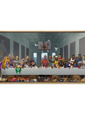 装饰画有框挂画墙壁画篮球鞋乔丹科比詹姆斯床头画横幅球鞋店铺