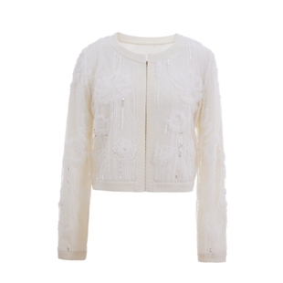 COCOON商场同款重工网纱设计外罩式短款针织开衫春款