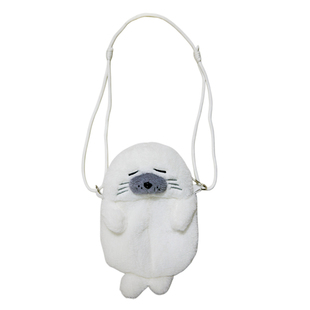 斜挎包新款可爱卡通毛绒海豹玩偶单肩包少女链条斜挎包毛绒玩偶包