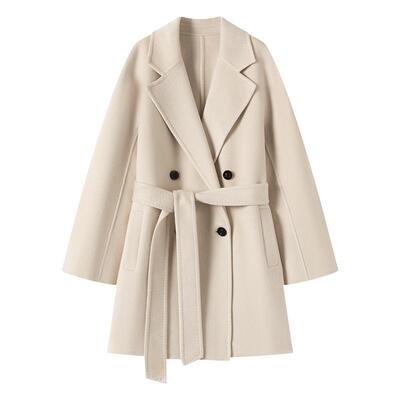 山羊绒毛呢大衣中长款