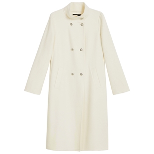 【刘涛同款】YINER音儿2025冬季新款澳洲羊毛羊绒混纺双排扣大衣