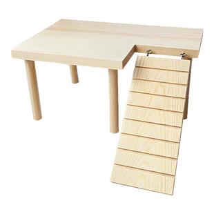 仓鼠平台二层笼子木质实木L型桌子金丝熊芦丁鸡爬梯躲避造景用品