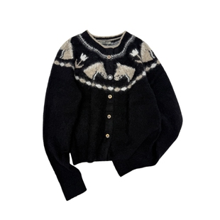 【MARCHEN】 hug秋冬新款针织开衫和平小马开衫回转企鹅外套