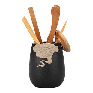 功夫茶具配件茶道六君子整套装黑檀实木茶夹竹制镊子茶杯茶叶夹子