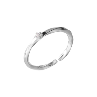 s925通体纯银素圈开口戒指女莫比乌斯环锆石轻奢高级感简约款尾戒