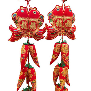 新年春节装饰乔迁新房客厅酒店喜庆用品红红火火辣椒串中国结挂件