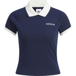Adidas/阿迪达斯官方正品三叶草女士修身针织翻领POLO衫KF9610