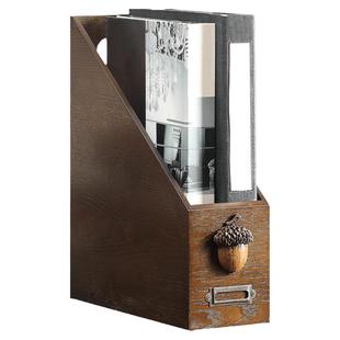 美式办公室用品桌面文件收纳盒大号木质书架创意文具置物架收纳架