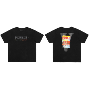 VLONE FRIENDS-系列 彩砖大LOGO印花 水洗宽松短袖T恤 男女同款