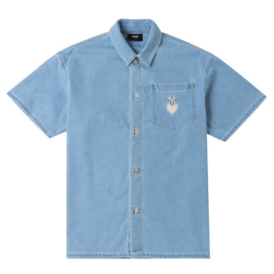 MLB情侣外套NY爱心字母刺绣衬衫