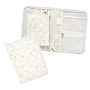 多彩星星印花母子手册 大证件包 小熊刺绣卡折包 母婴产检手册包