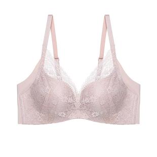 爱慕花瓣内衣女无钢圈小胸聚拢性感防凸点大胸显小蕾丝文胸