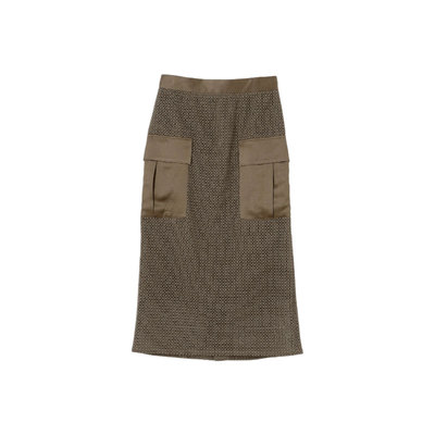 BEIGE，时尚通勤NIGELLA异材质混合棉蕾丝大口袋半身裙女ONWARD