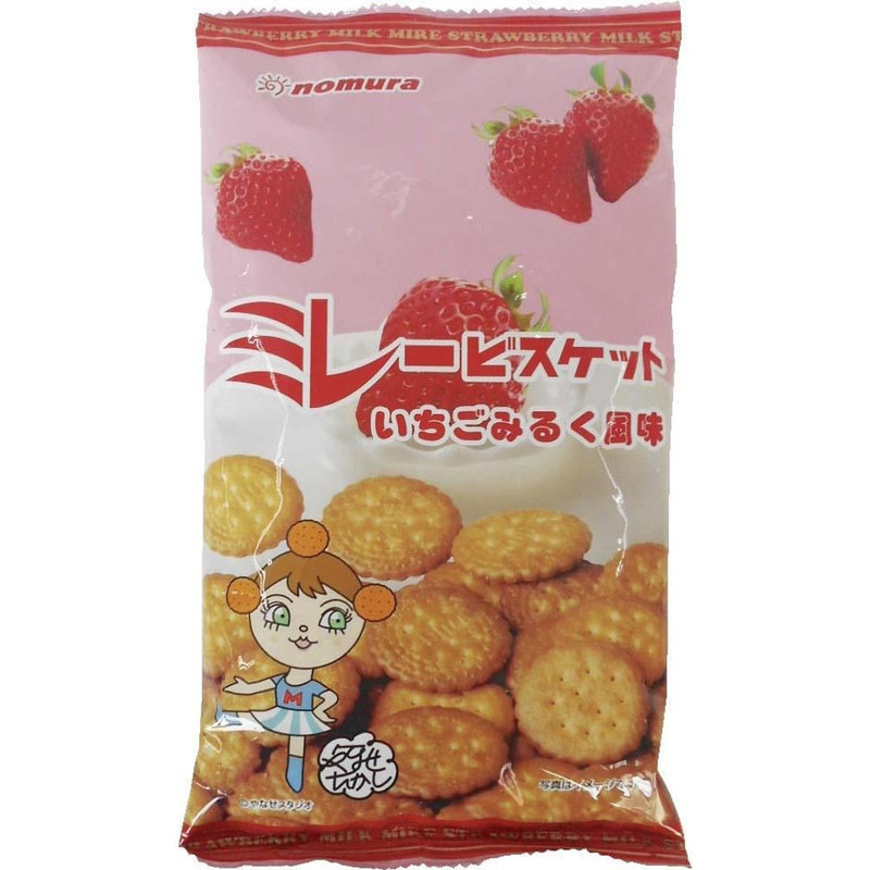 日本进口野村制菓草莓牛奶饼干