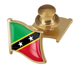 圣基茨和尼维斯国旗徽章世界各国旗帜胸章金属襟章蝴蝶扣镀金胸针
