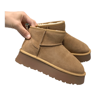 达芙妮厚底增高雪地靴加绒