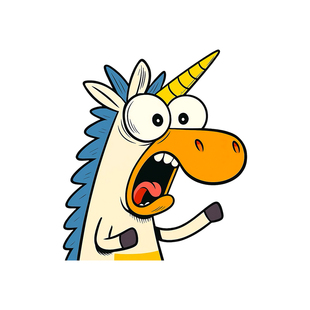 卡通独角兽贴花趣味小动物惊讶表情创意设计汽车车身电脑贴画