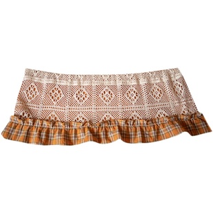 包邮拱形帘纯棉免打孔定制田园蕾丝拼接原创工作室橱窗不含杆