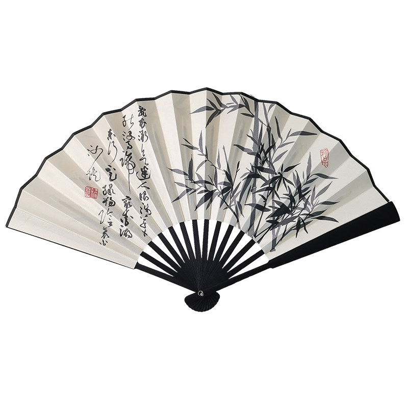 中国风竹子国画9寸折扇古风扇子