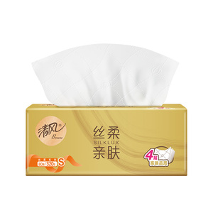 清风纸巾丝柔金装抽纸4层24包家用实惠装