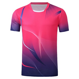 羽毛球服女2024新款速干上衣男士短袖比赛训练定制乒乓球运动队服