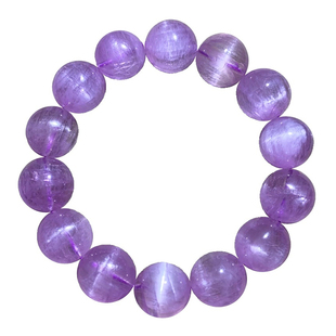 天然猫眼莹润紫锂辉石手链单圈薰衣草水晶手串情侣饰品男女生送礼