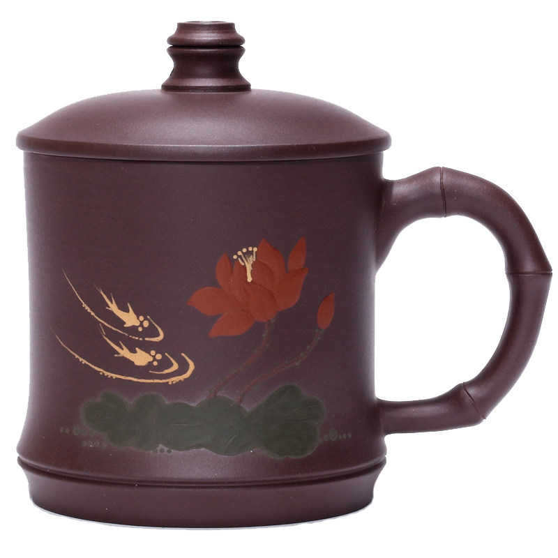 正宗原矿贴花带盖泡茶清仓杯子