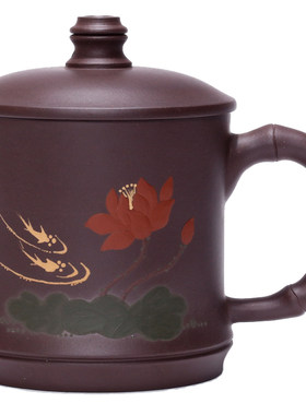 正宗原矿贴花带盖泡茶清仓杯子
