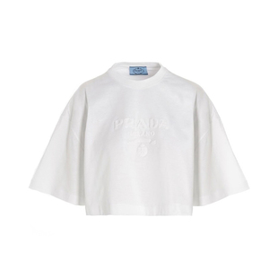 25春夏新款国内现货PRADA普拉达经典毛巾logo短款圆领短袖T恤