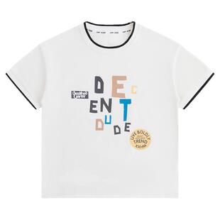 小象汉姆童装男童短袖T恤儿童白色T恤衫2026夏装新款男孩上衣薄款