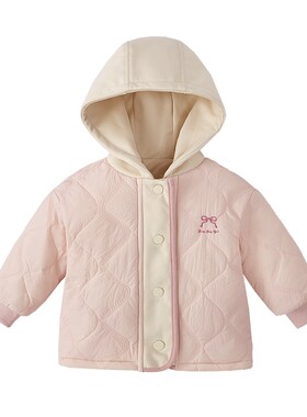 [抗菌蓄热]加厚女童棉服儿童夹棉加绒小童连帽上衣宝宝冬季外套