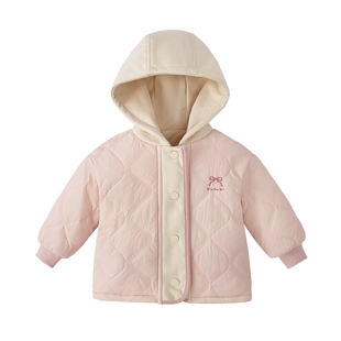 [抗菌蓄热]加厚女童棉服儿童夹棉加绒小童连帽上衣宝宝秋冬外套