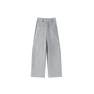 灰色弯刀运动裤女款设计感大码梨形报恩显瘦慵懒风镰刀阔腿卫裤春