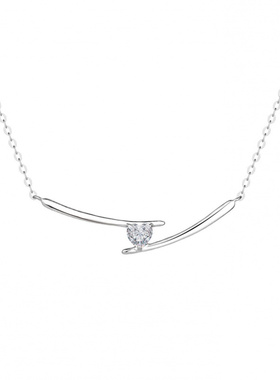 Witther原创高级感交叉筷子爱心项链时尚几何法式微笑吊坠锁骨链