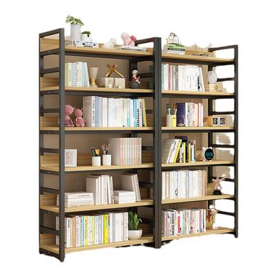 书架简约落地钢木多层客厅简易储物架家用收纳展示铁艺书柜置物架