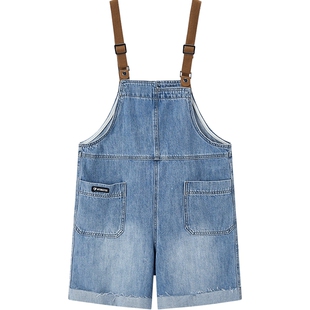 爱居兔夏季休闲减龄时尚牛仔背带短裤