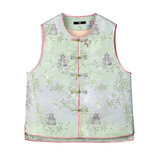 中国丝绸隆鹊[李德喜蟾宫折桂]非遗宋锦对襟马甲新中式国风桑蚕丝